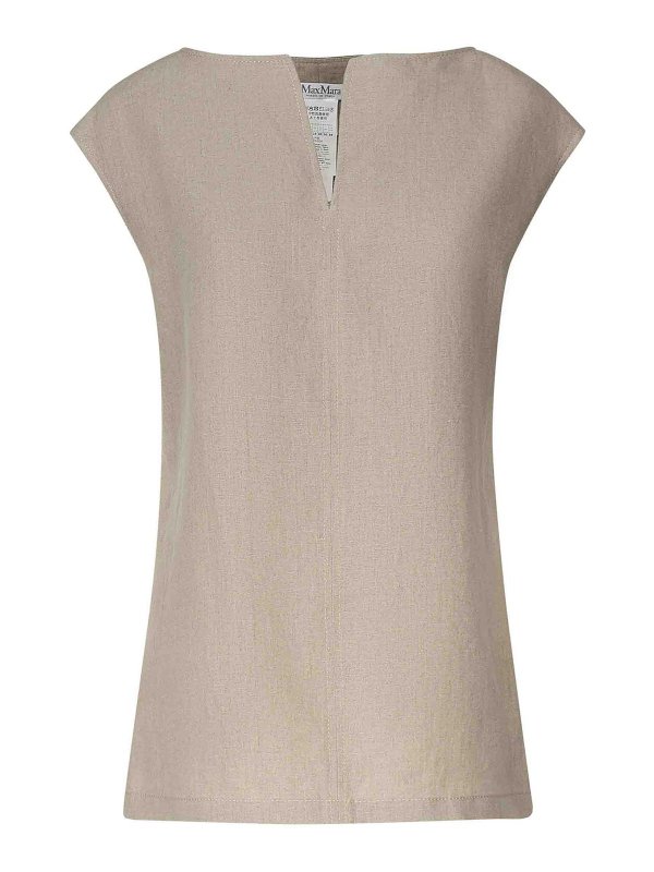 Max Mara: Tops & Tank tops - Linen And Silk Business Top