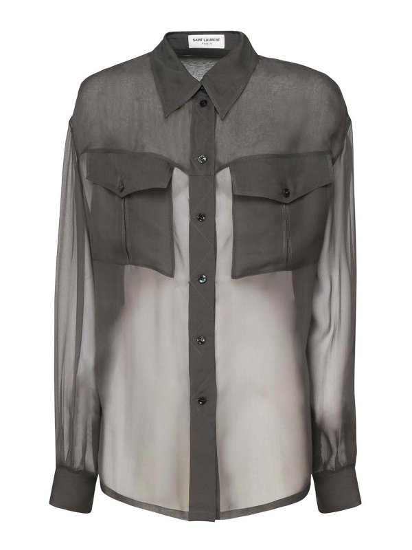 SAINT LAURENT: casual jackets - See-Through Chiffon Shirt