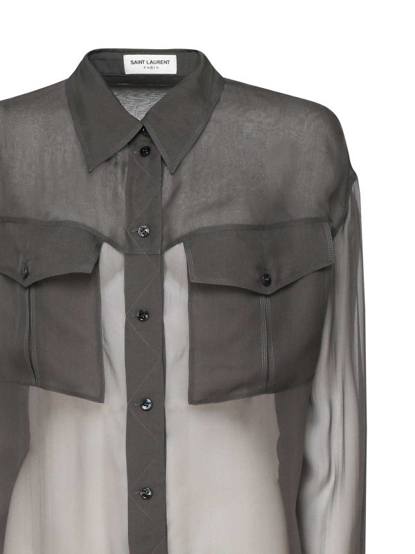 The Best Shops SAINT LAURENT: casual jackets - See-Through Chiffon Shirt