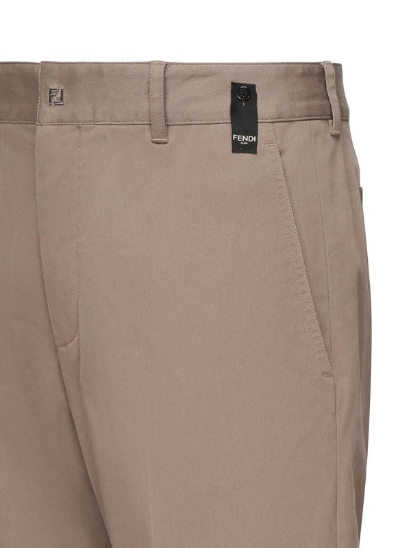 FENDI: casual trousers online - Gabardine Trousers With Logo