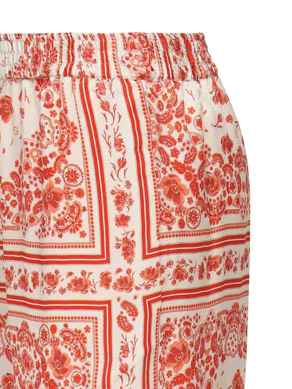 FENDI: casual trousers online - Printed Silk Trousers