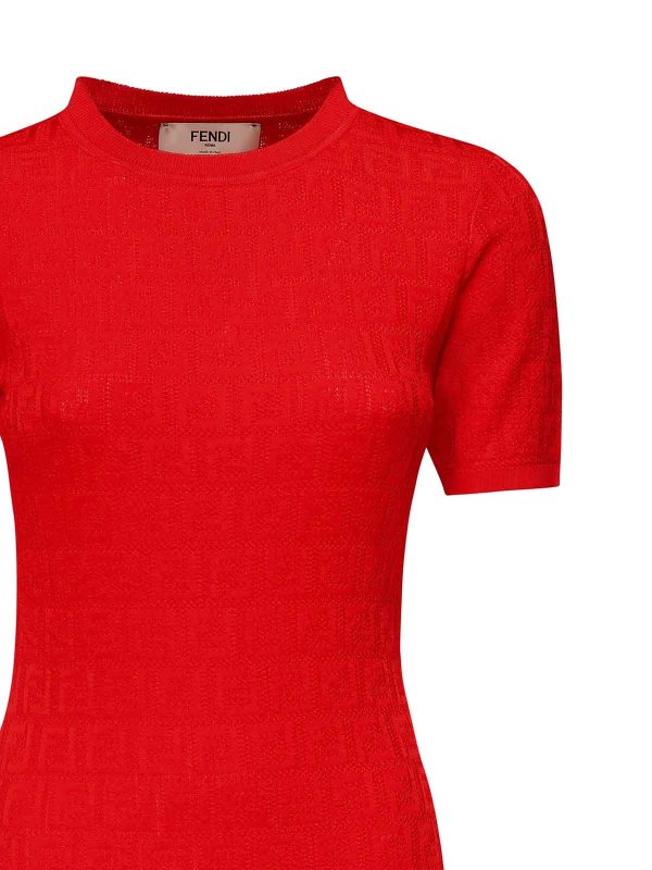 FENDI: short dresses online - Cotton And Viscose Ff Jacquard Dress