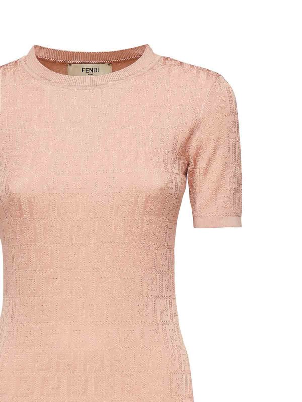 FENDI: short dresses online - Ff Jacquard Cotton Dress