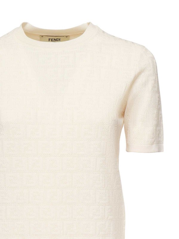 FENDI: crew necks online - Cotton And Viscose Ff Jacquard Sweater