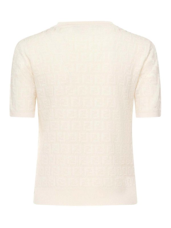 The Best Shops FENDI: crew necks - Cotton And Viscose Ff Jacquard Sweater