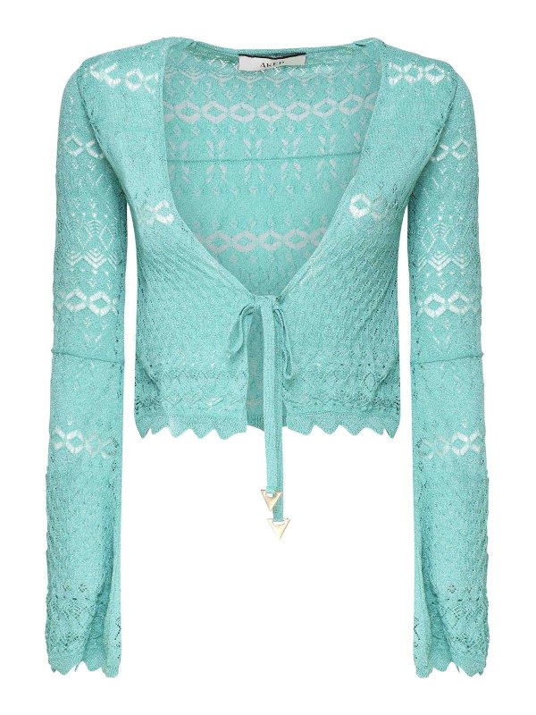 AKEP: crew necks - Crochet Effect Shoulder Jacket