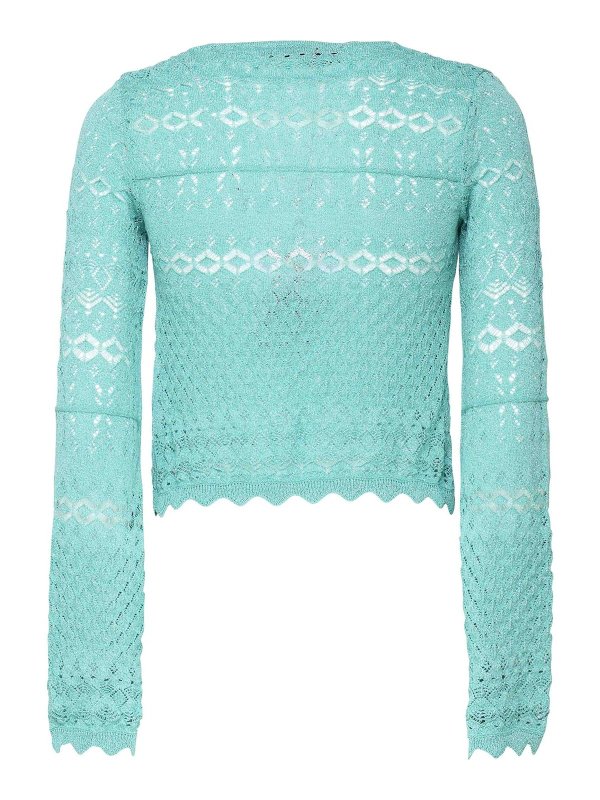 AKEP: crew necks online - Crochet Effect Shoulder Jacket