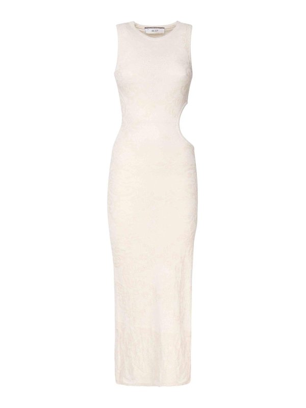 AKEP: maxi dresses - Long Fitted Dress With Cut-Out On The Side