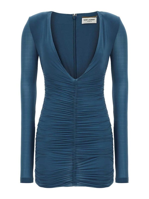 SAINT LAURENT: short dresses - Cupro Dress