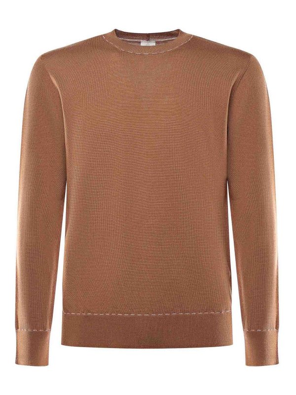 ELEVENTY: Strickpullover mit Rundhalsausschnitt - Rundhalspullover - Weiß