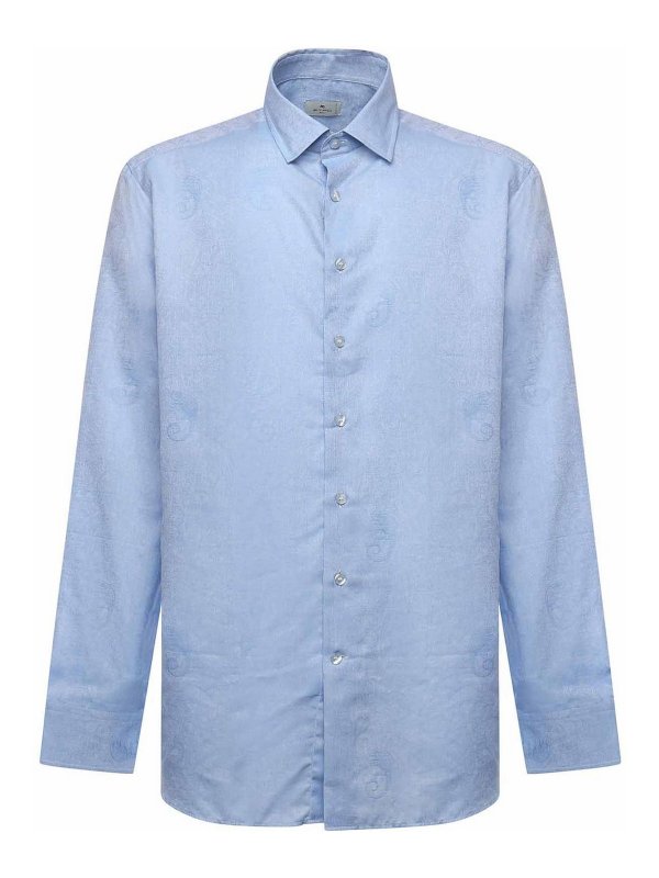 ETRO: shirts - Cotton And Jacquard Shirt With Gecko Print