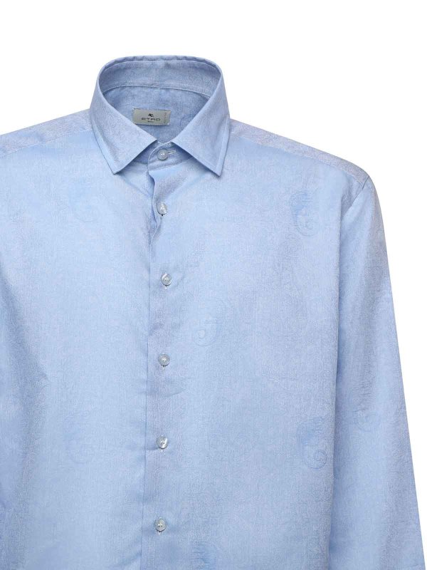 ETRO: shirts online - Cotton And Jacquard Shirt With Gecko Print