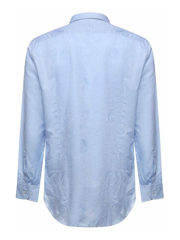 The Best Shops ETRO: shirts - Cotton And Jacquard Shirt With Gecko Print