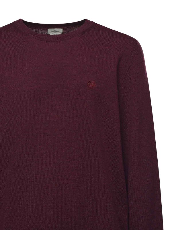 ETRO: Suéteres con cuello pico online - Suéter Cuello Redondo - Rojo Oscuro
