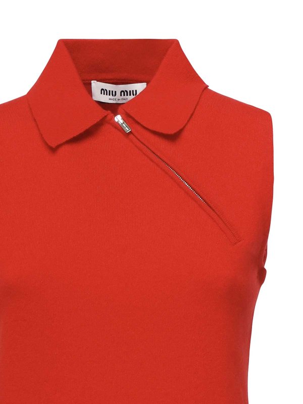 MIU MIU: polo shirts online - Sleeveless Cashmere Polo