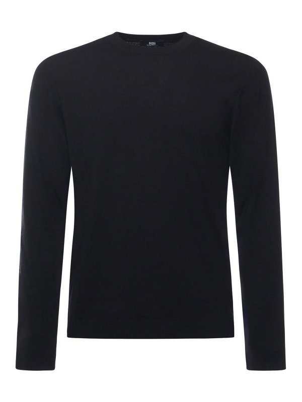 ALPHA STUDIO: クルーネック - クルーネック - 黒