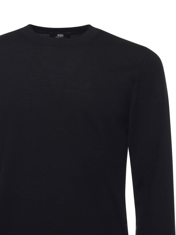 ALPHA STUDIO: クルーネック online - クルーネック - 黒