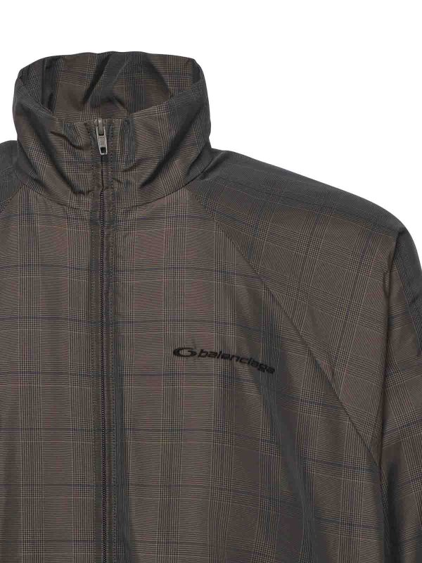 BALENCIAGA: casual jackets online - Nylon Jacket With Madras Print