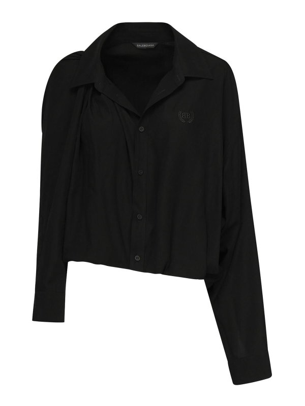BALENCIAGA: casual jackets - One-Shoulder Poplin Shirt