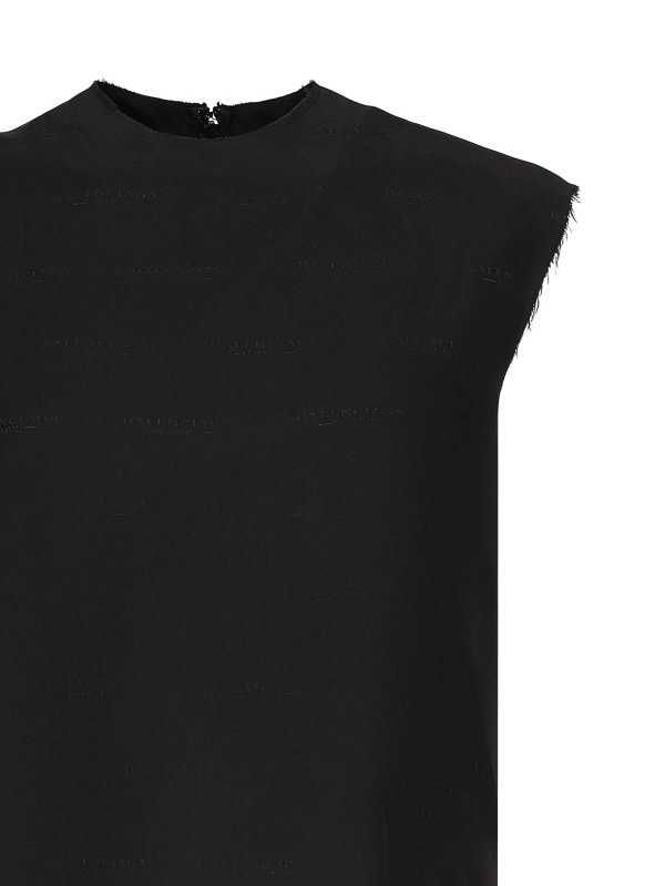 BALENCIAGA: Tops & Tank tops online - Sleeveless Silk Jacquard Top