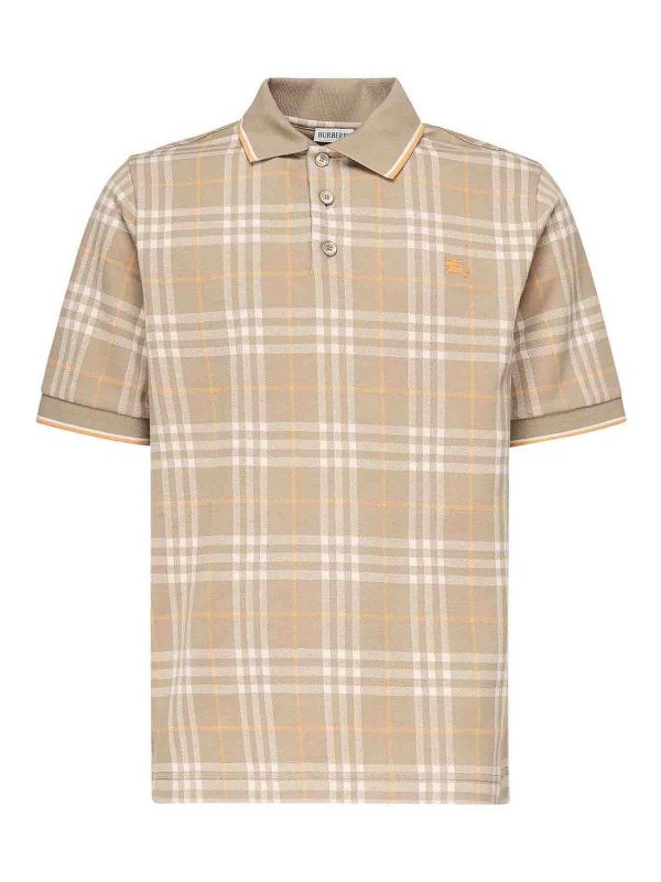 BURBERRY: polo shirts - Check Cotton Polo