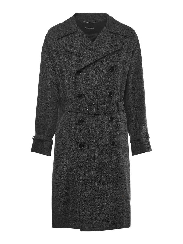 DOLCE & GABBANA: trench coats - Double-Breasted Wool Trench Coat