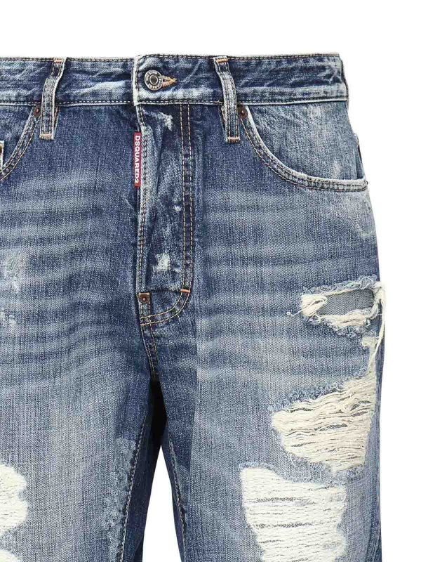 DSQUARED2: straight leg jeans online - Fraded Wash Bro Jeans