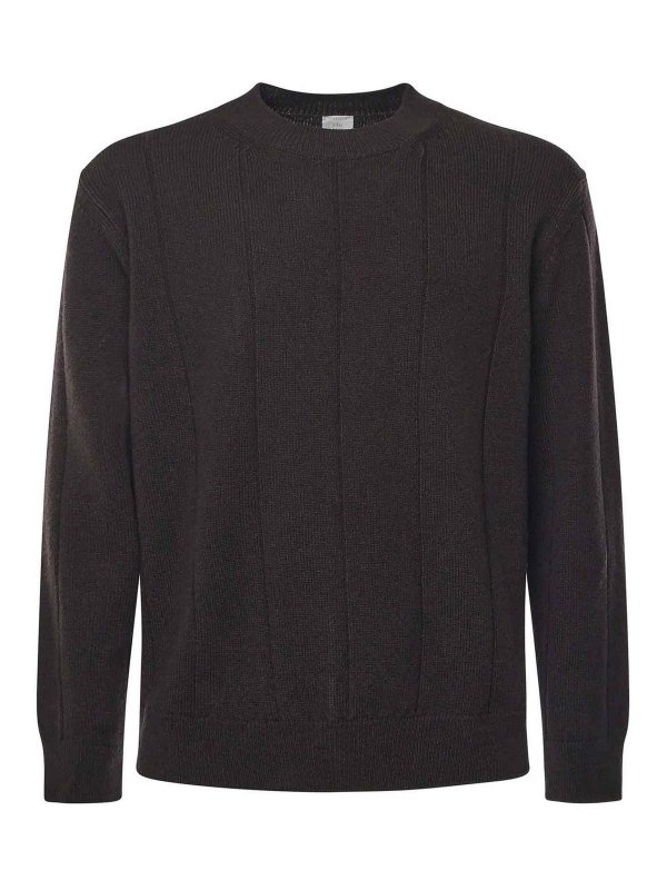 ELEVENTY: Strickpullover mit Rundhalsausschnitt - Rundhalspullover - Braun