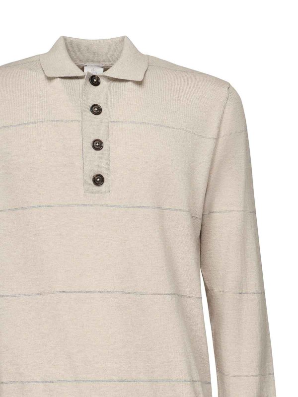 ELEVENTY: polo shirts online - Striped Long-Sleeved Polo Shirt
