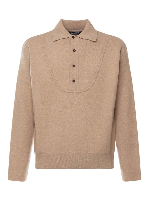 JACQUEMUS: Strickpullover mit Rundhalsausschnitt - Rundhalspullover - Beige