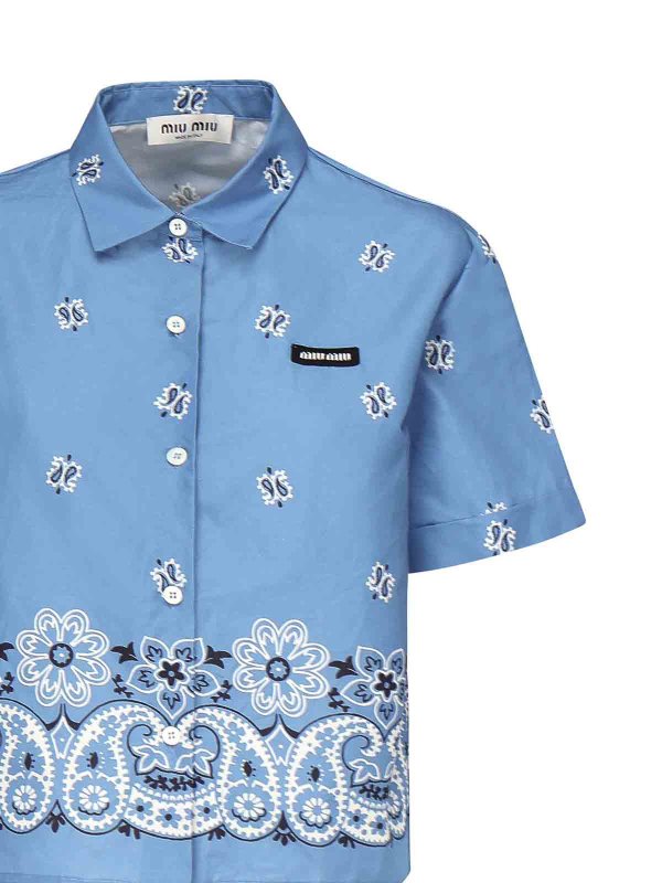 MIU MIU: shirts online - Slub Poplin Shirt With Print