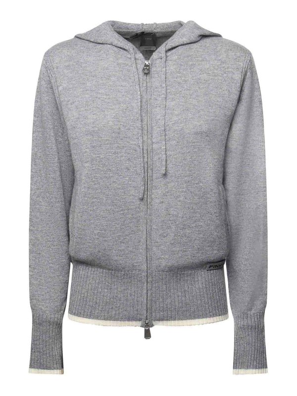 Pinko: cardigans - Wool And Cashmere Zip-Up Cardigan