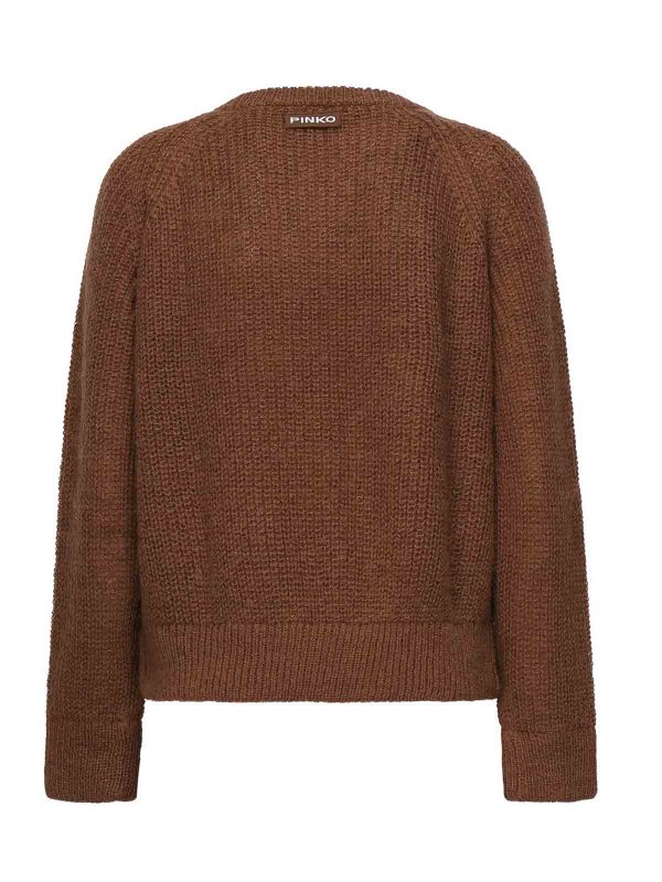 The Best Shops Pinko: Suéteres con cuello pico - Suéter Cuello Redondo - Marrón