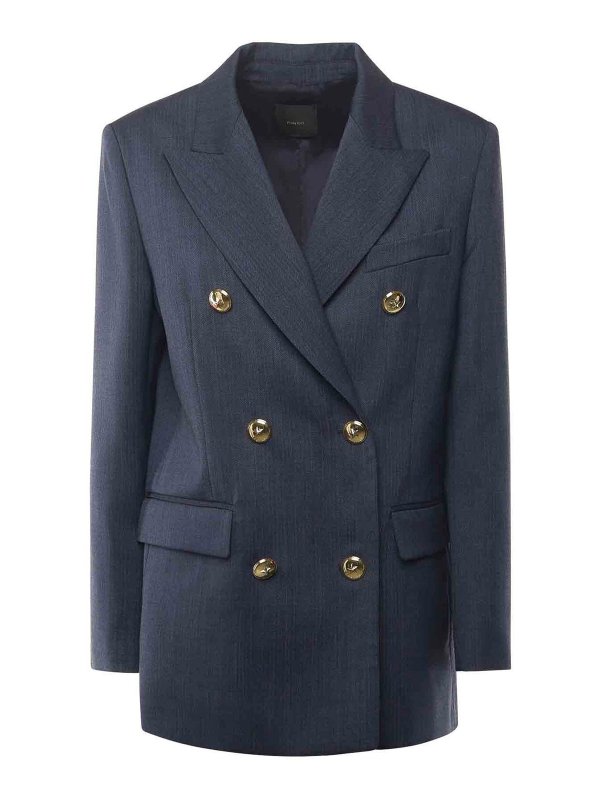 Pinko: blazers - Double-Breasted Wool Blazer