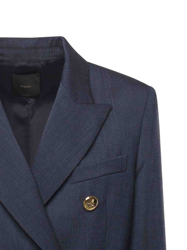 Pinko: blazers online - Double-Breasted Wool Blazer