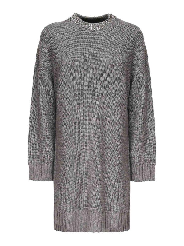 Pinko: knee length dresses - Ask Wool Blend Knit Dress