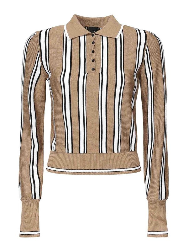 Pinko: maglia collo rotondo - Maglione stile polo a righe
