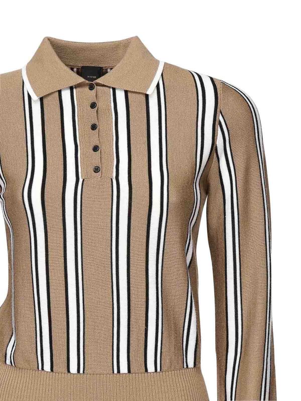 Pinko: maglia collo rotondo online - Maglione stile polo a righe