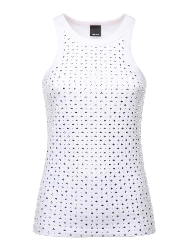Pinko: Tops & Tank tops - Tank Top With Rhinestones And Studs