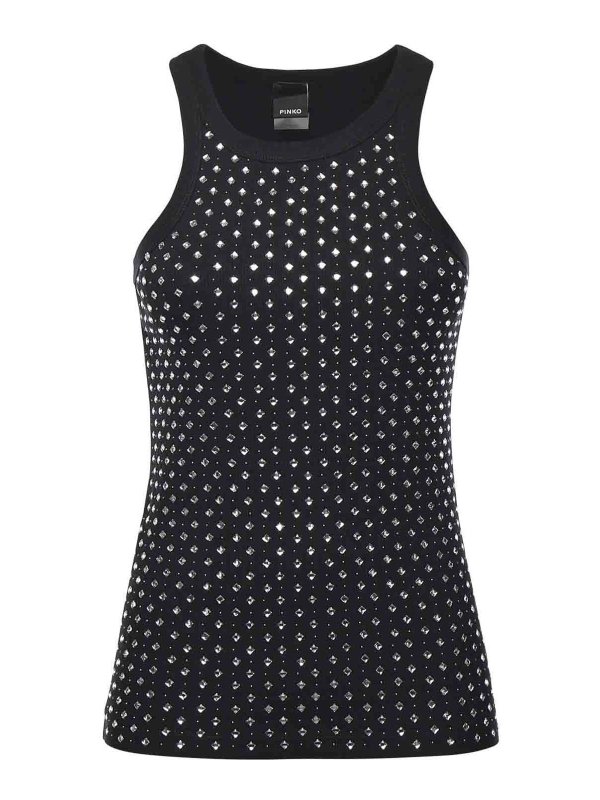Pinko: Top e canotte - Canotta Con Strass E Borchie
