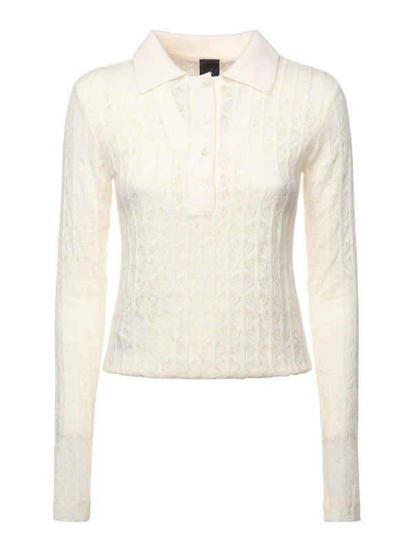 Pinko: Suéteres con cuello pico - Suéter Cuello Redondo - Blanco