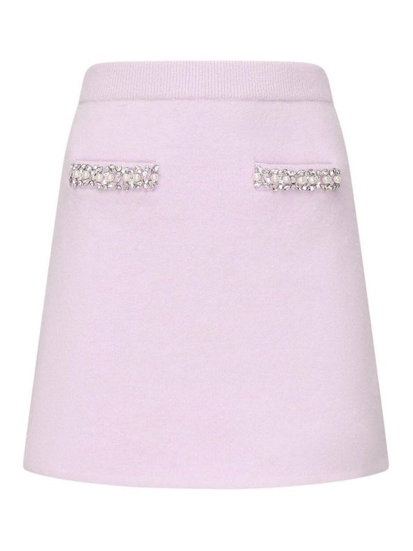 Self Portrait: mini skirts - Mini Skirt With Crystal Trim
