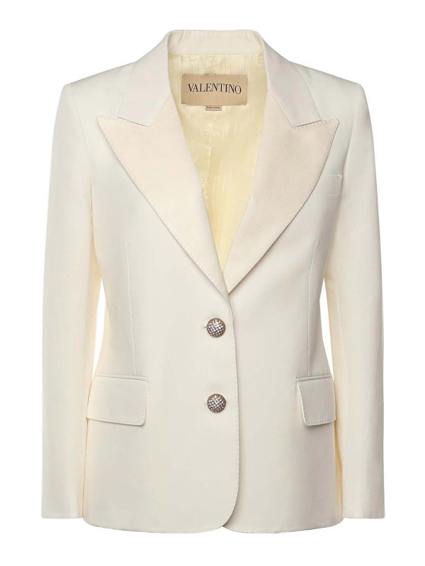 VALENTINO GARAVANI: blazers - Single-Breasted Cotton And Linen Blazer