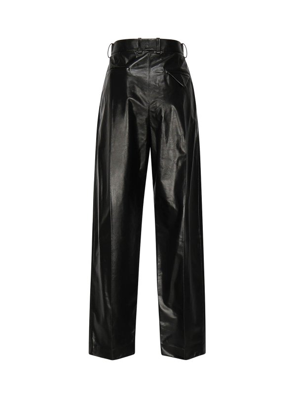 The Best Shops BOTTEGA VENETA: レザートラウザー - レザーパンツ - 黒