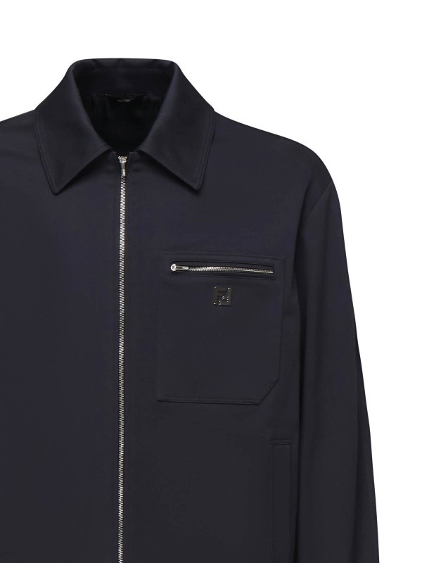 FENDI: shirts online - Gabardine Blouson With Logo