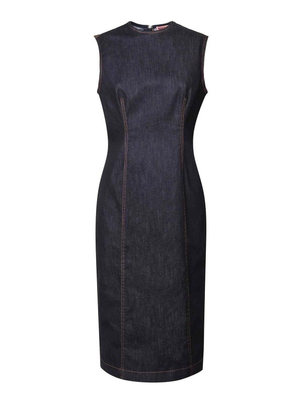 Acne Studios: knee length dresses - Denim Midi Dress