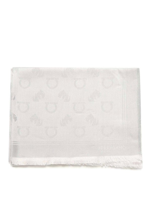 FERRAGAMO: scarves - Gancini Monogram Jacquard Stole