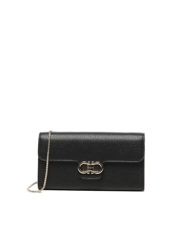 FERRAGAMO: wallets & purses - Gancini Wallet With Shoulder Strap
