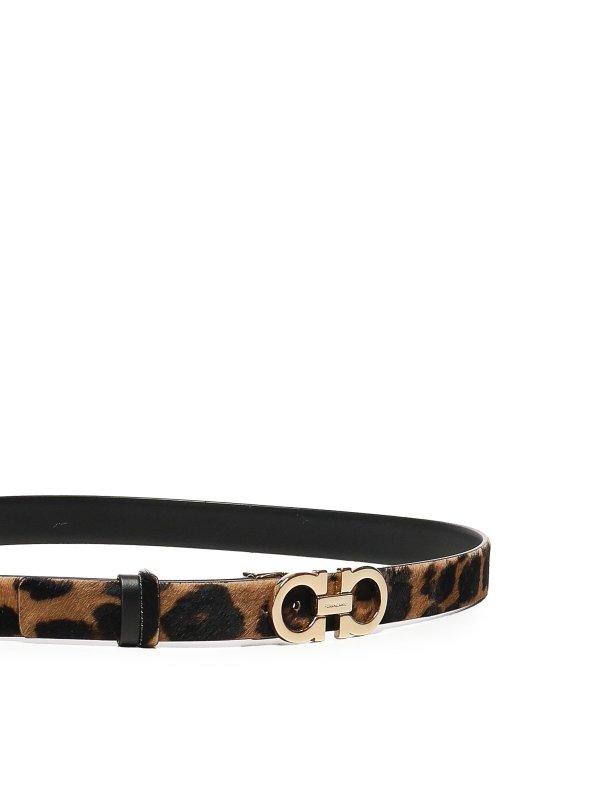 FERRAGAMO: belts online - Animal Print Gancini Belt