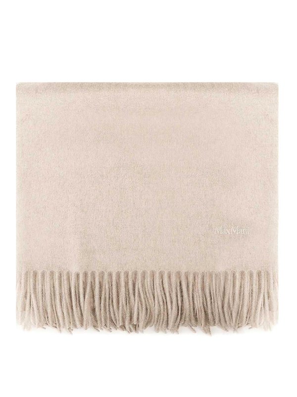 Max Mara: scarves - Cashmere Stole With Embroidery And Fringes